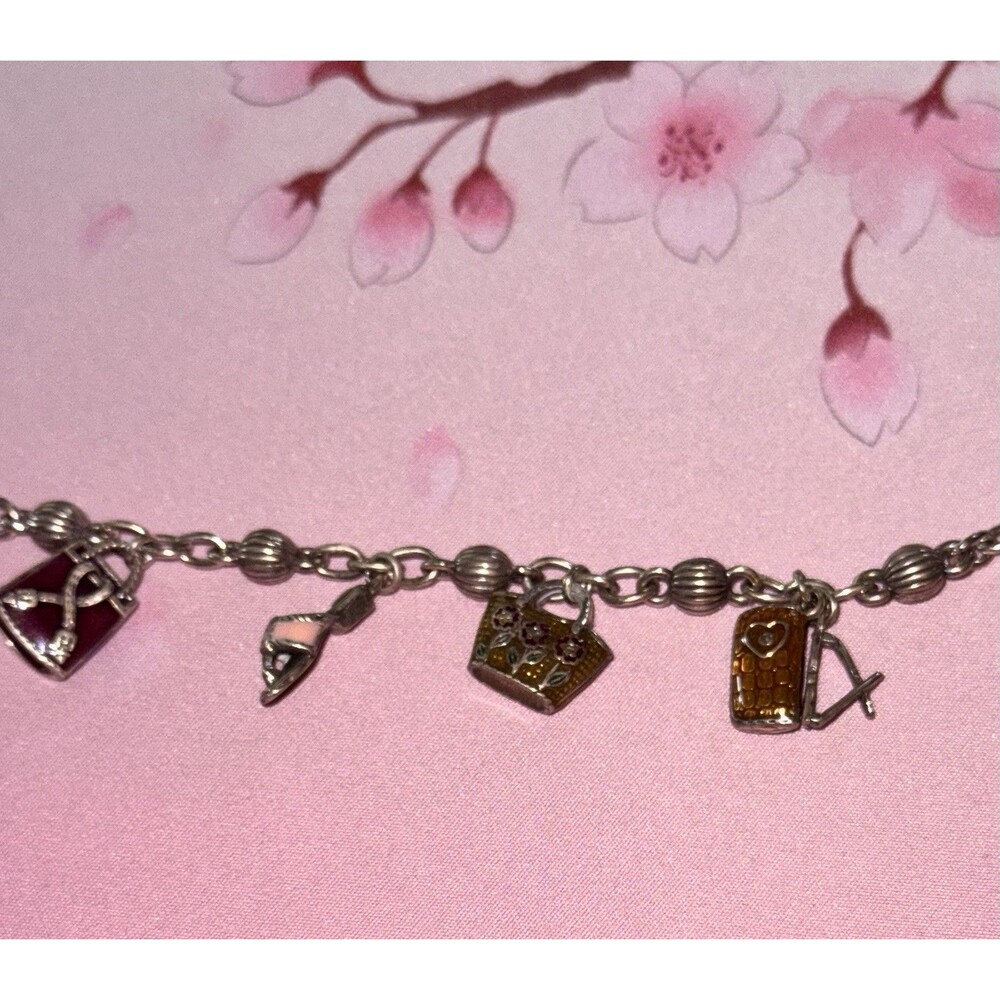 Brighton Sandel Handbag Sunglasses Retired Charm Enamel Silver Bracelet